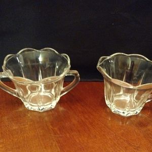 Tulip Glass Creamer and Sugar Set.